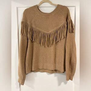 Loft Fringe Detail Tan Sweater - like new!